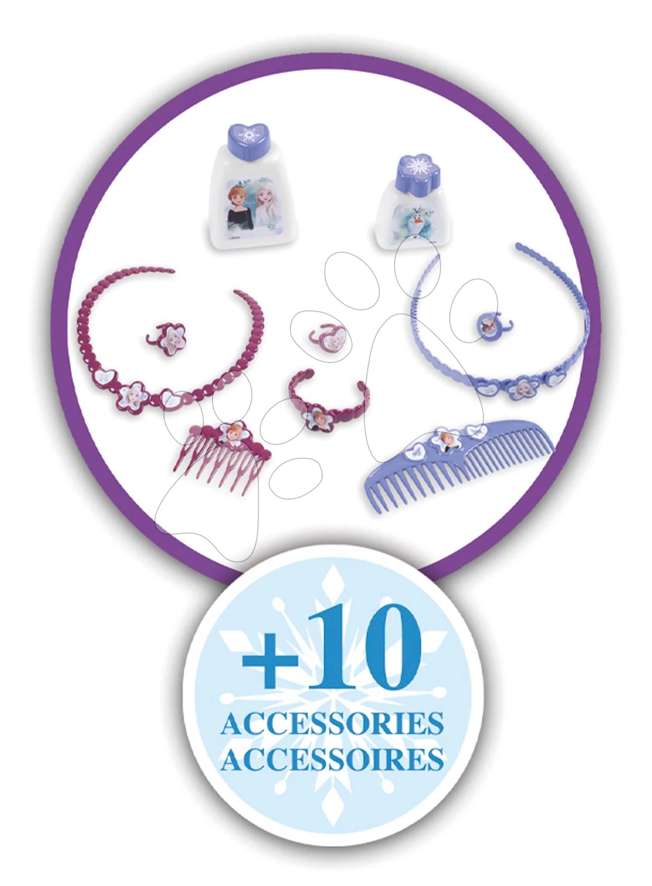 Kosmetiktisch Und Hocker Frozen Hairdresser 2in1 Smoby Mit Spiegel Und 10 Zubehör SM320244 – Bild 3