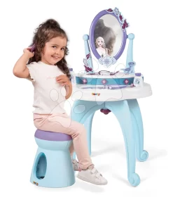 Kosmetiktisch Und Hocker Frozen Hairdresser 2in1 Smoby Mit Spiegel Und 10 Zubehör SM320244