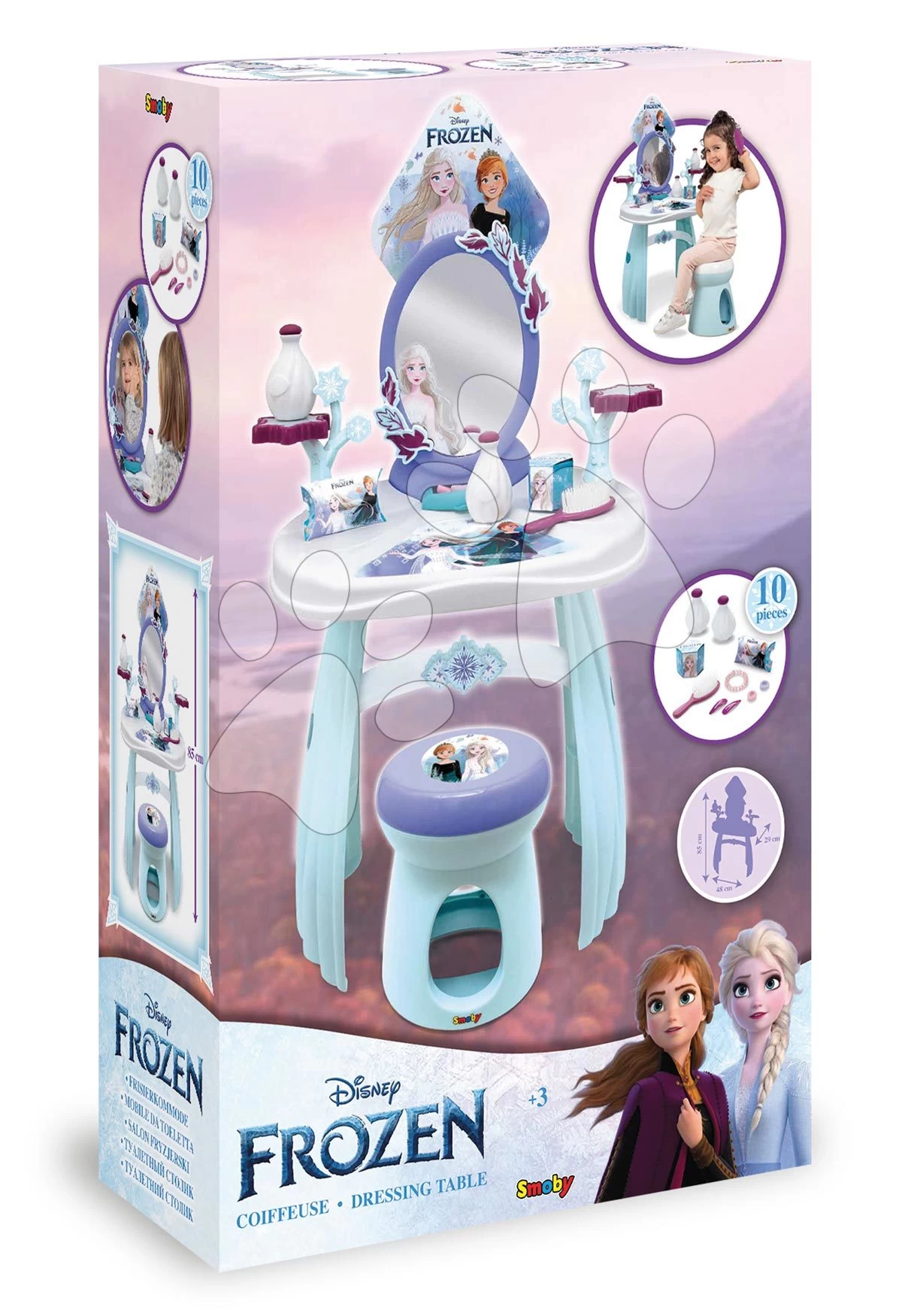 Kosmetiktisch Mit Stuhl Frozen Hairdresser Smoby Mit Spiegel Mit Emblem Und 10 Zubehörteilen SM320245 – Bild 6