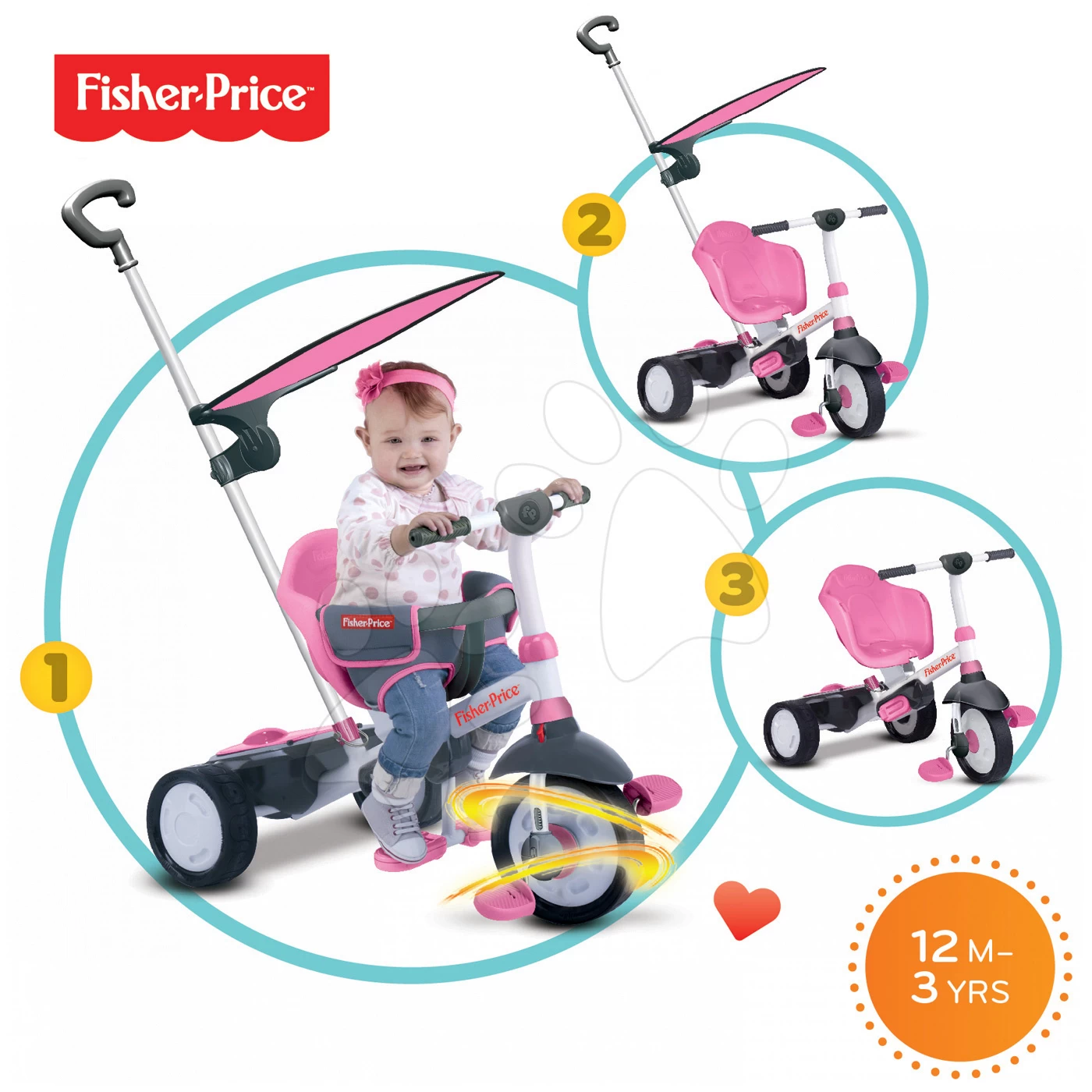 Dreirad Fisher-Price Charm Plus Touch Steering SmarTrike Rosa Ab 12 Monaten â Bild 3