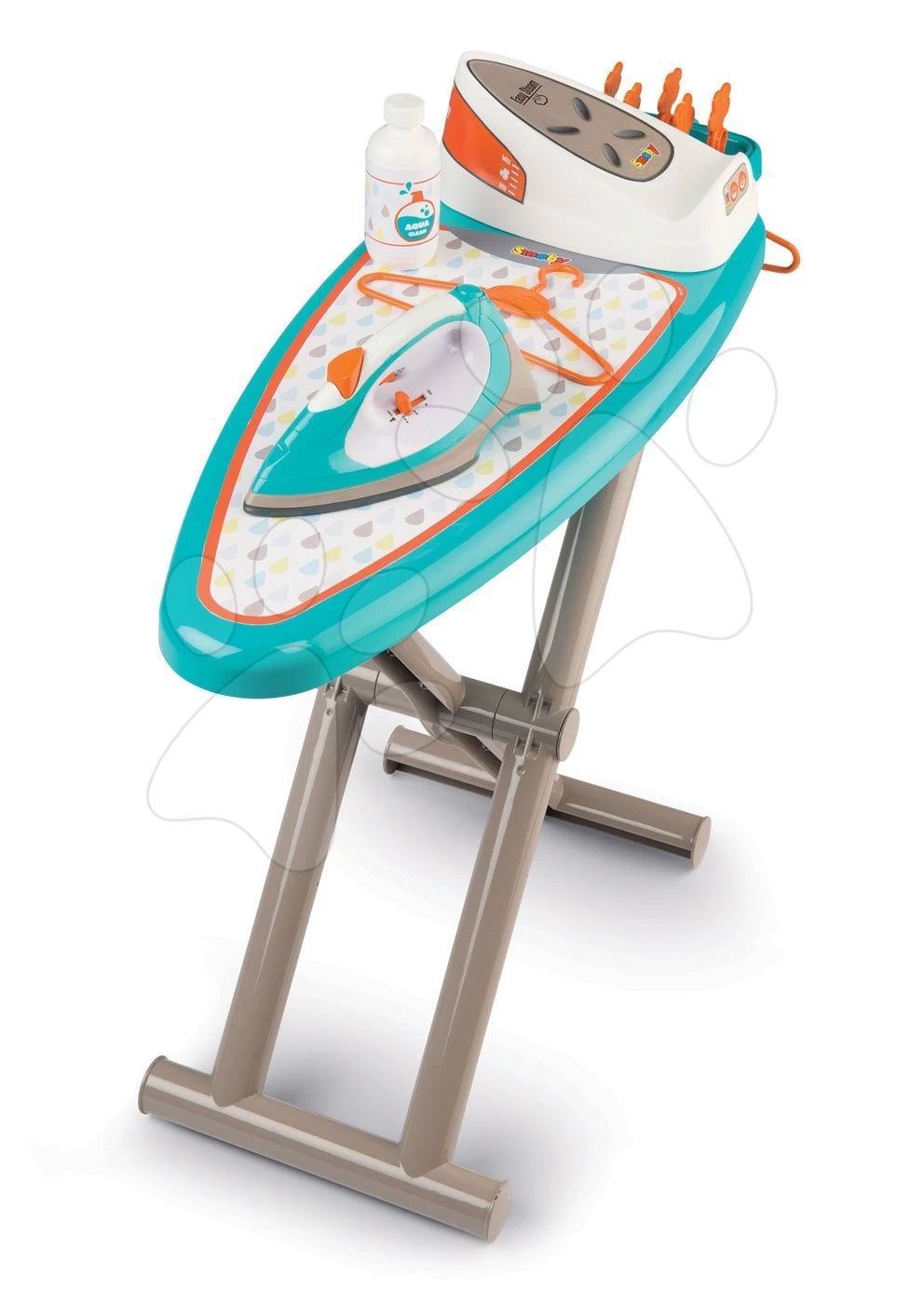 Set Reinigungswagen Mit Elektronischem Staubsauger Vacuum Cleaner Smoby Und Ein Bügelbrett Mit Einem Bügeleisen Und Einem Mittagsset In Der Box – Bild 13