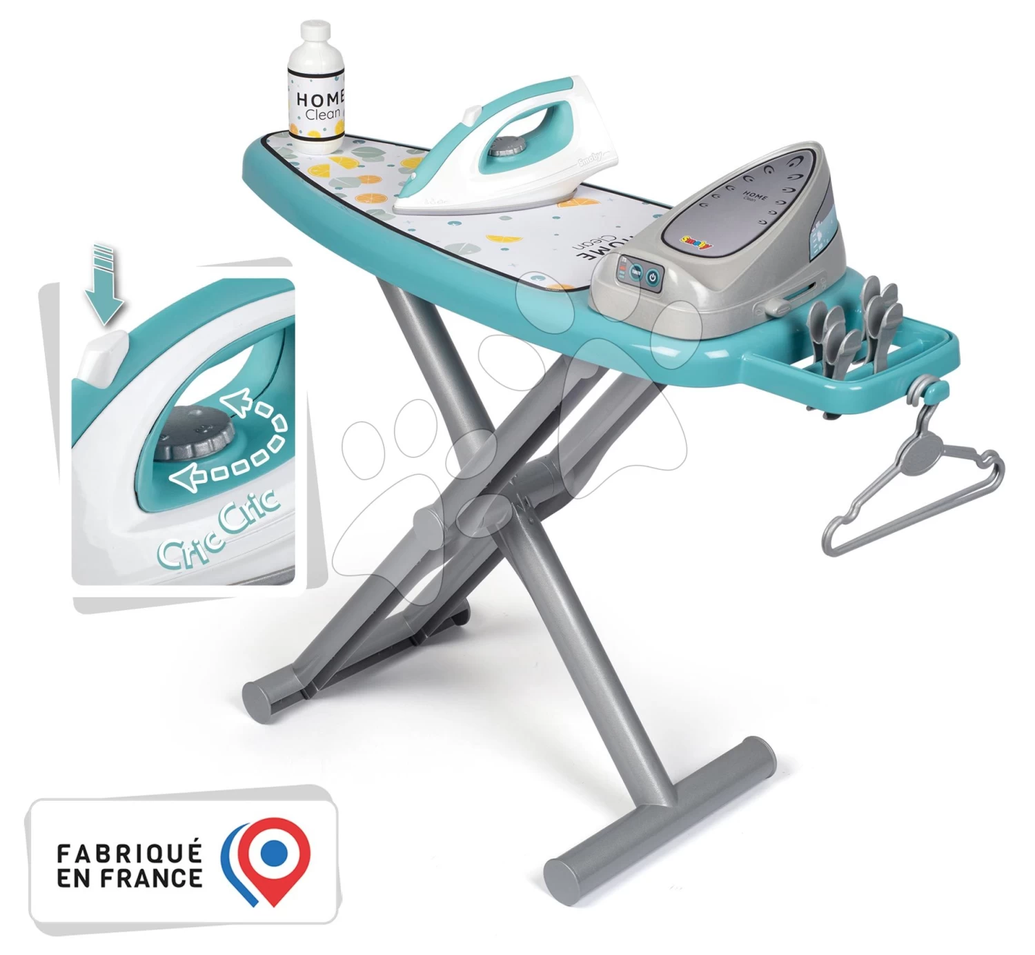 Bügelbrett Mit Bügeleisen Ironing Board Steam Iron Smoby Mit Aufhängern Und 9 Zubehörteilen – Bild 5
