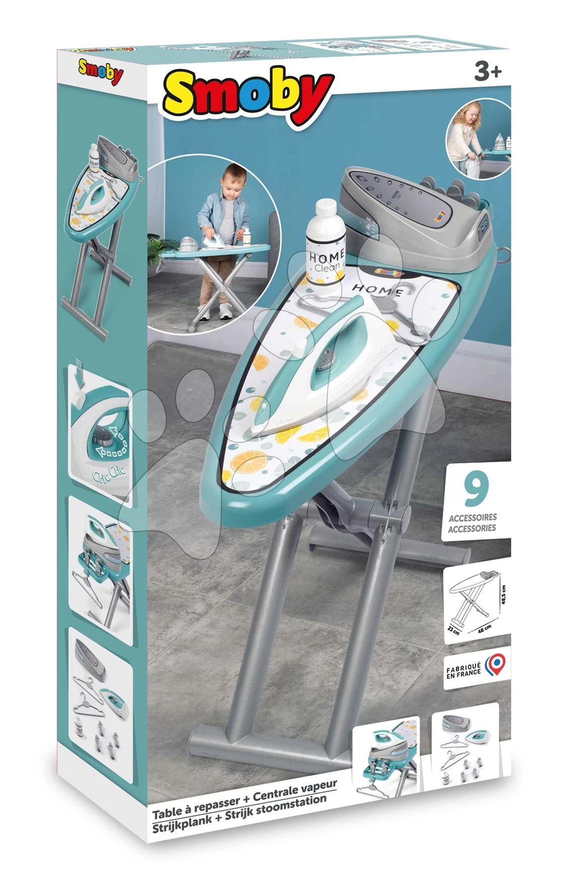 Bügelbrett Mit Bügeleisen Ironing Board Steam Iron Smoby Mit Aufhängern Und 9 Zubehörteilen – Bild 7