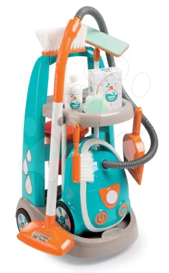 Set Reinigungswagen Mit Elektronischem Staubsauger Clean Smoby Und Teeservice Mit Toaster Und Kaffeemaschine