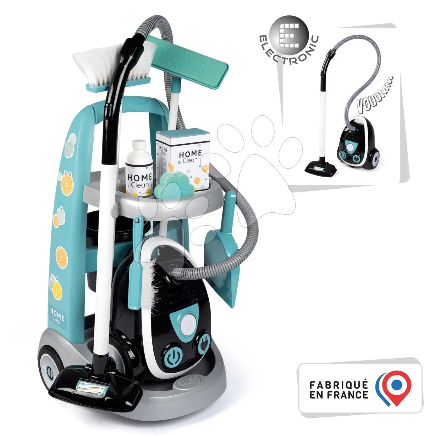 Set Reinigungswagen Mit Elektronischem Staubsauger Cleaning Trolley Vacuum Cleaner Smoby Und Ein LKW Mit Einem Arbeitskoffer Und Einer Elektronischen Bohrmaschine SM330316-12 â Bild 14