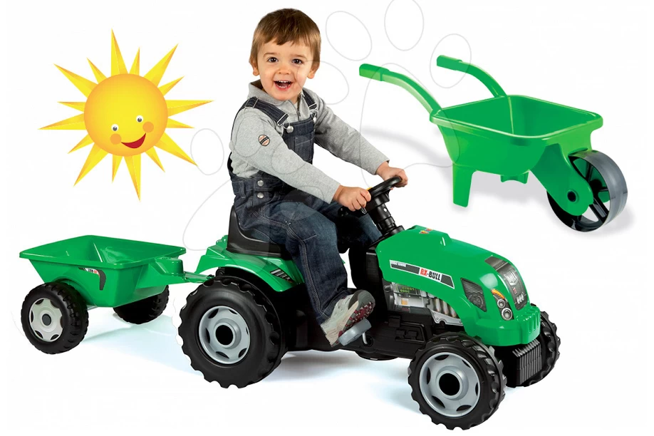 Trettraktor-Set Claas Farmer XL Frog Smoby Mit Anhänger Und Transporter – Bild 14