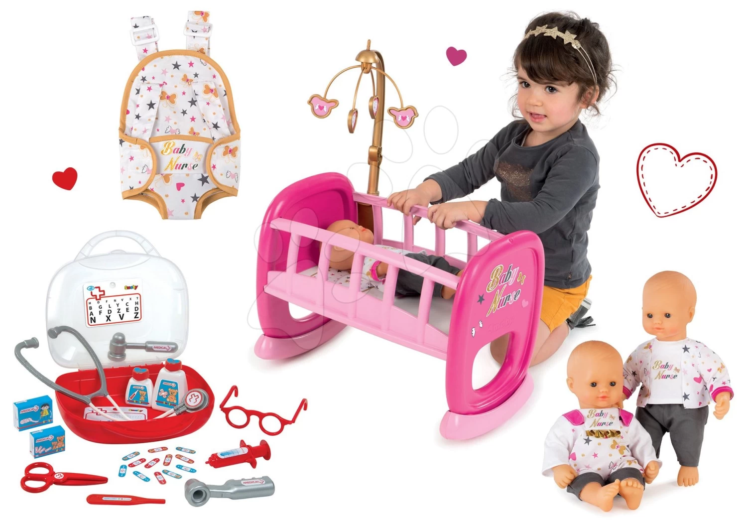 Set Arztköfferchen Smoby Mit 13 Zubehör Wiege Mit 32 Cm Puppe Und Trage – Bild 16
