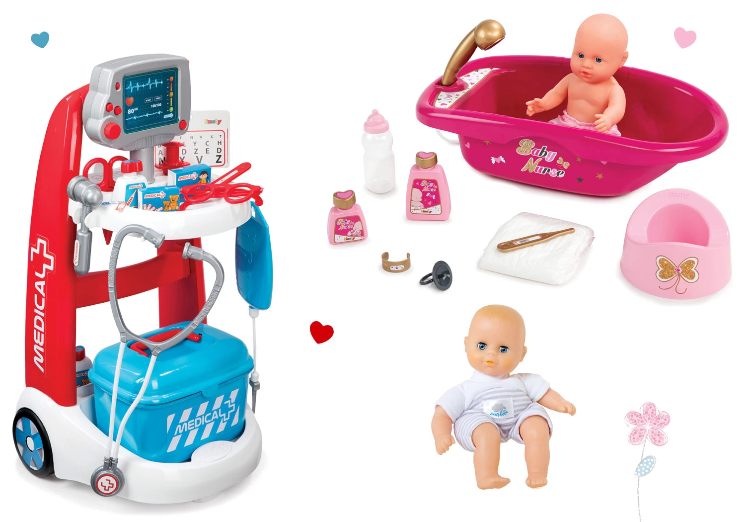 Set Arztwagen, Elektronisch Medical Smoby Und Ein Bad Mit Puppe Und Zubehör – Bild 8