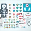 Arztpraxis Mit Anatomie Des Menschlichen Körpers Doctor's Office Smoby Doppelseitig Mit Röntgen- Und Sehtest Und 65 Zubehör