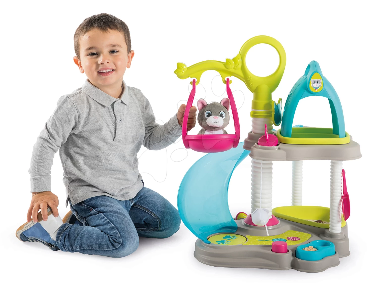 Häuschen Für Kätzchen Cat's House Veterinary Smoby Elektronisch Mit Den Tonen Und Rutsche Mit Schaukel Und 6 Zubehör – Bild 11