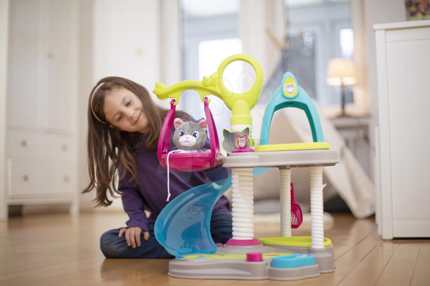 Häuschen Für Kätzchen Cat's House Veterinary Smoby Elektronisch Mit Den Tonen Und Rutsche Mit Schaukel Und 6 Zubehör – Bild 6