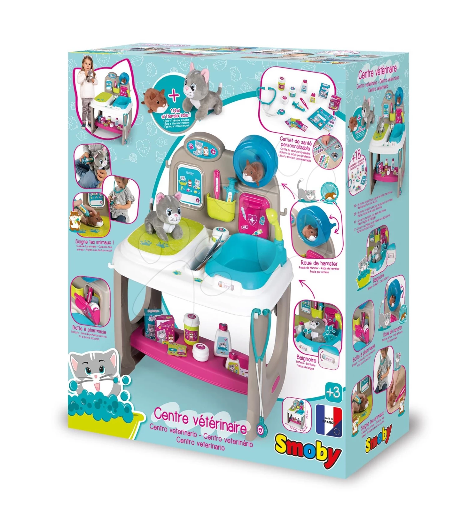 Tierarztpraxis Mit Tieren Veterinary Center Smoby Mit Theke Und Kleiner Badewanne Mit 18 Zubehörteilen – Bild 16