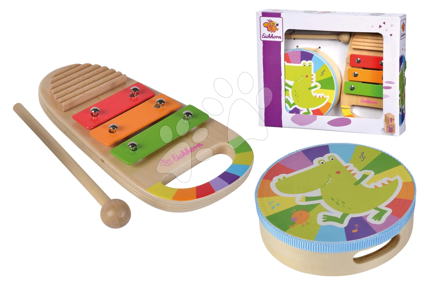 Drevené Hudobné Nástroje Music Set Eichhorn Bubon A Xylofón Od 12 Mes EH3490