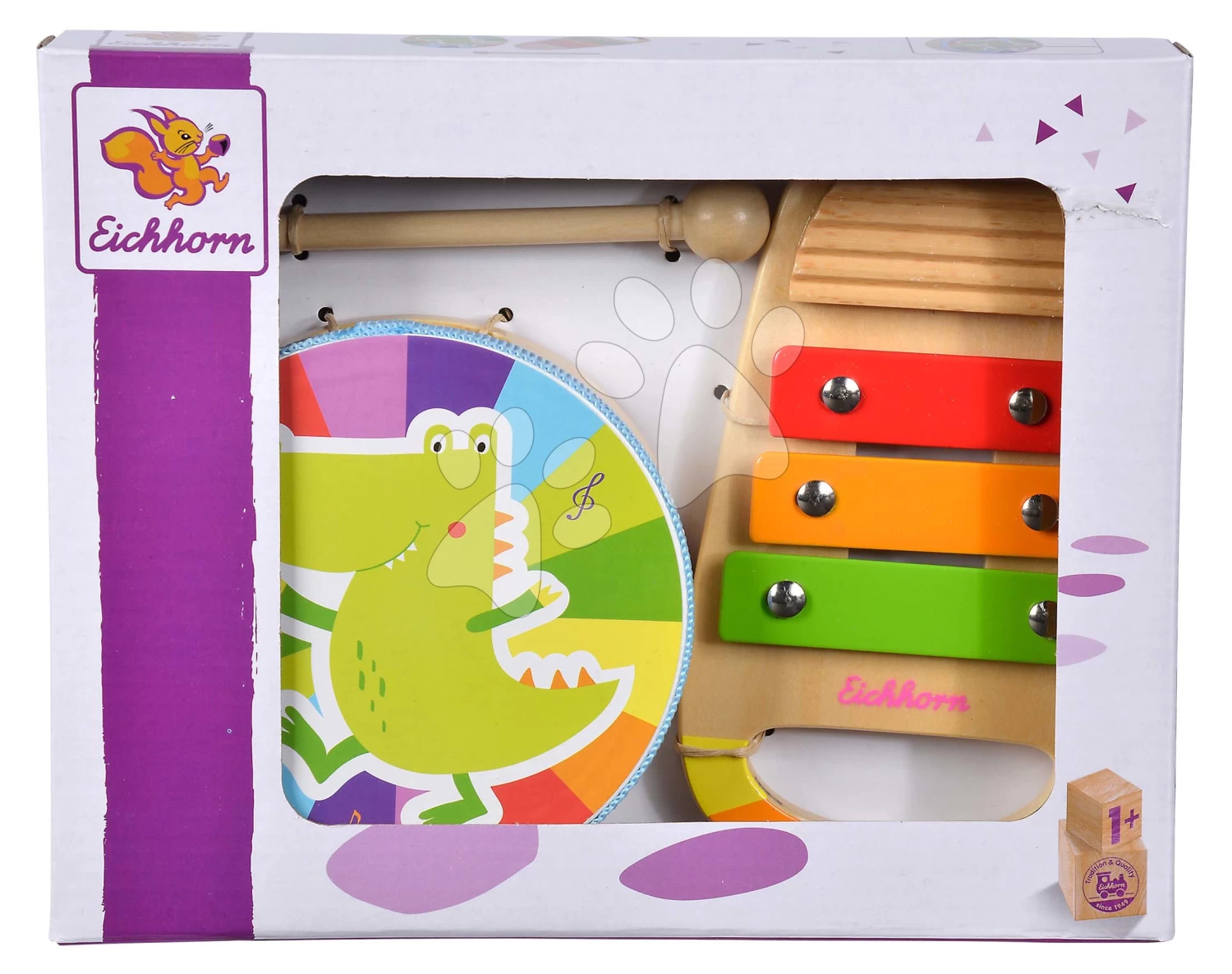 Drevené Hudobné Nástroje Music Set Eichhorn Bubon A Xylofón Od 12 Mes EH3490 – Bild 2