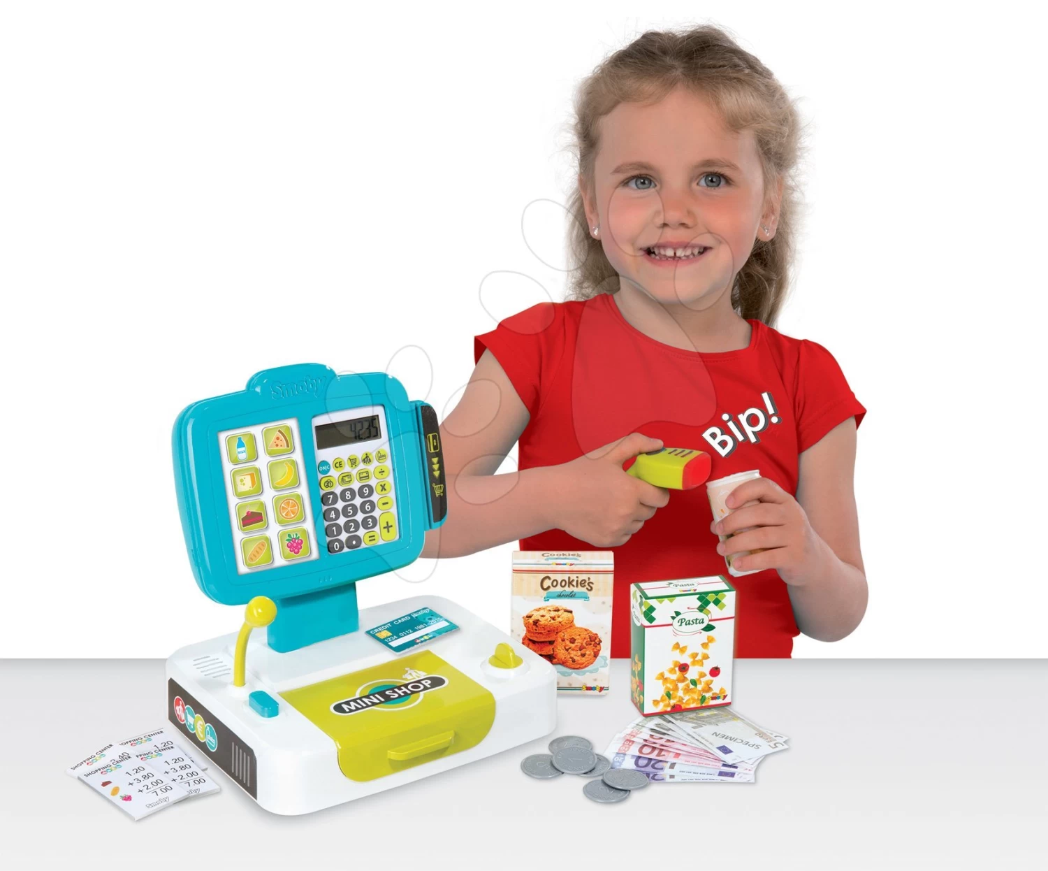 Kasse Mini Shop Smoby Elektronisch Mit Codeleser Und 27 Zubehörteilen Rosa – Bild 3