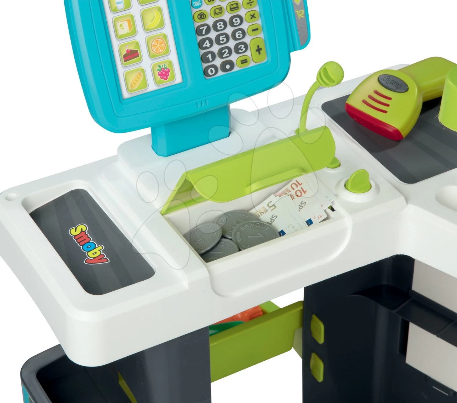 Set Laden Market Smoby Mit Elektronischer Kasse Und Lebensmittel Im Netz Bubble Cook – Bild 2