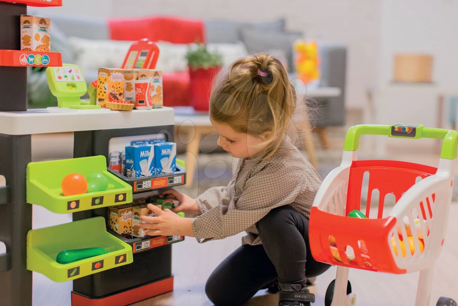 Set Laden Supermarket Smoby Mit Elektronischer Kasse Und Küche Cherry Mit Sounds – Bild 7