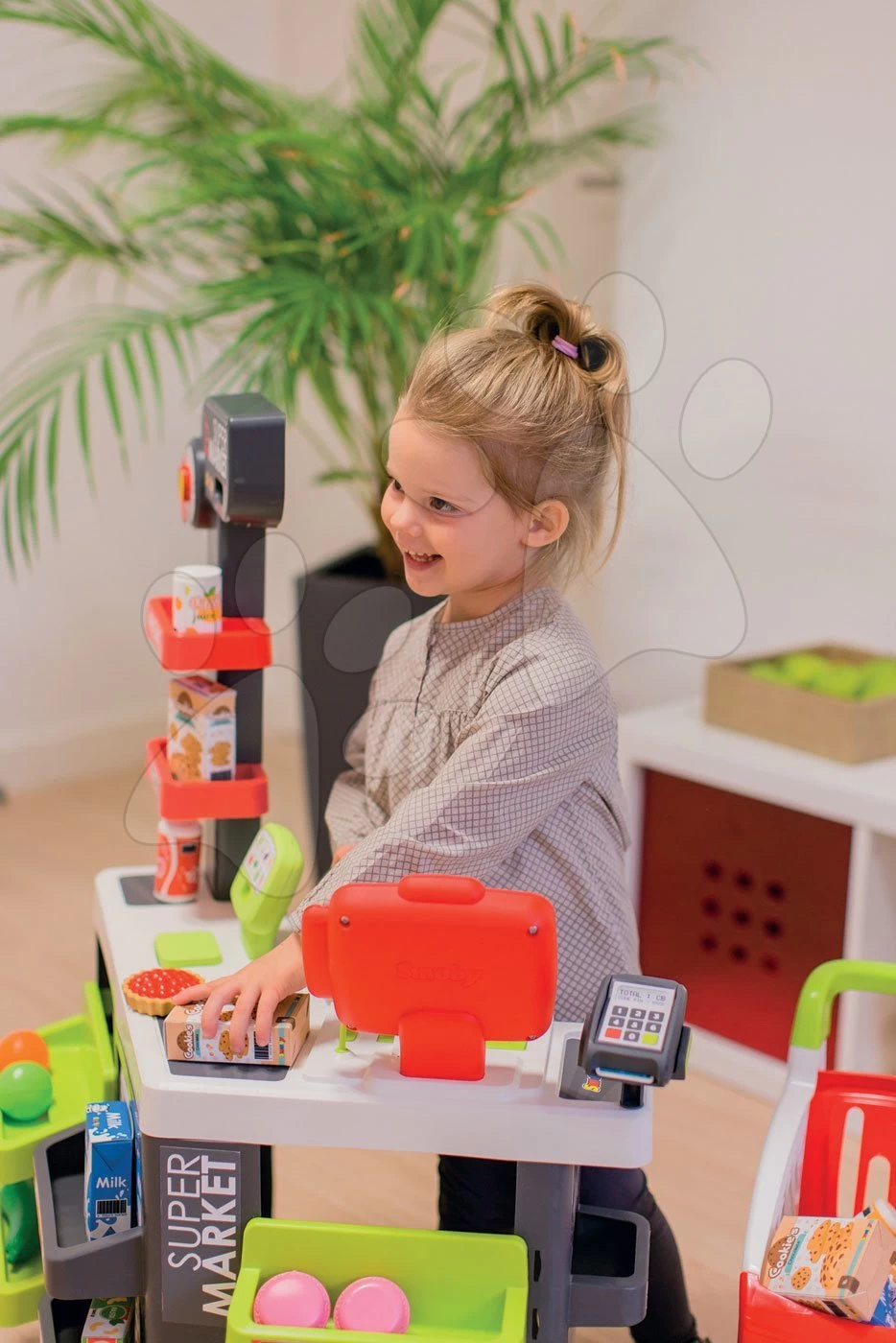 Lebensmittelgeschäft Supermarkt Smoby Mit Elektronischer Kasse Und Scannerwaage Und 42 Zubehör – Bild 16