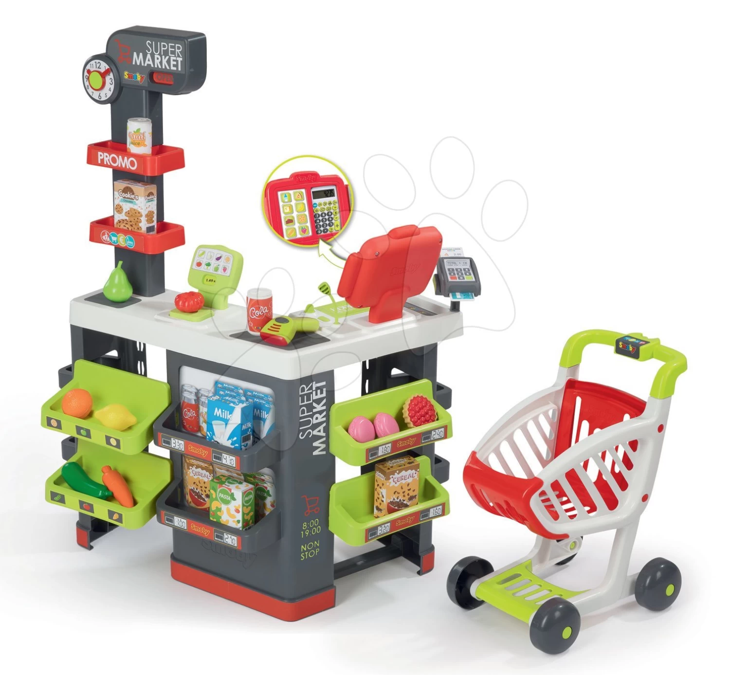 Set Laden Supermarket Smoby Mit Elektronischer Kasse Und Küche Cherry Mit Sounds – Bild 5