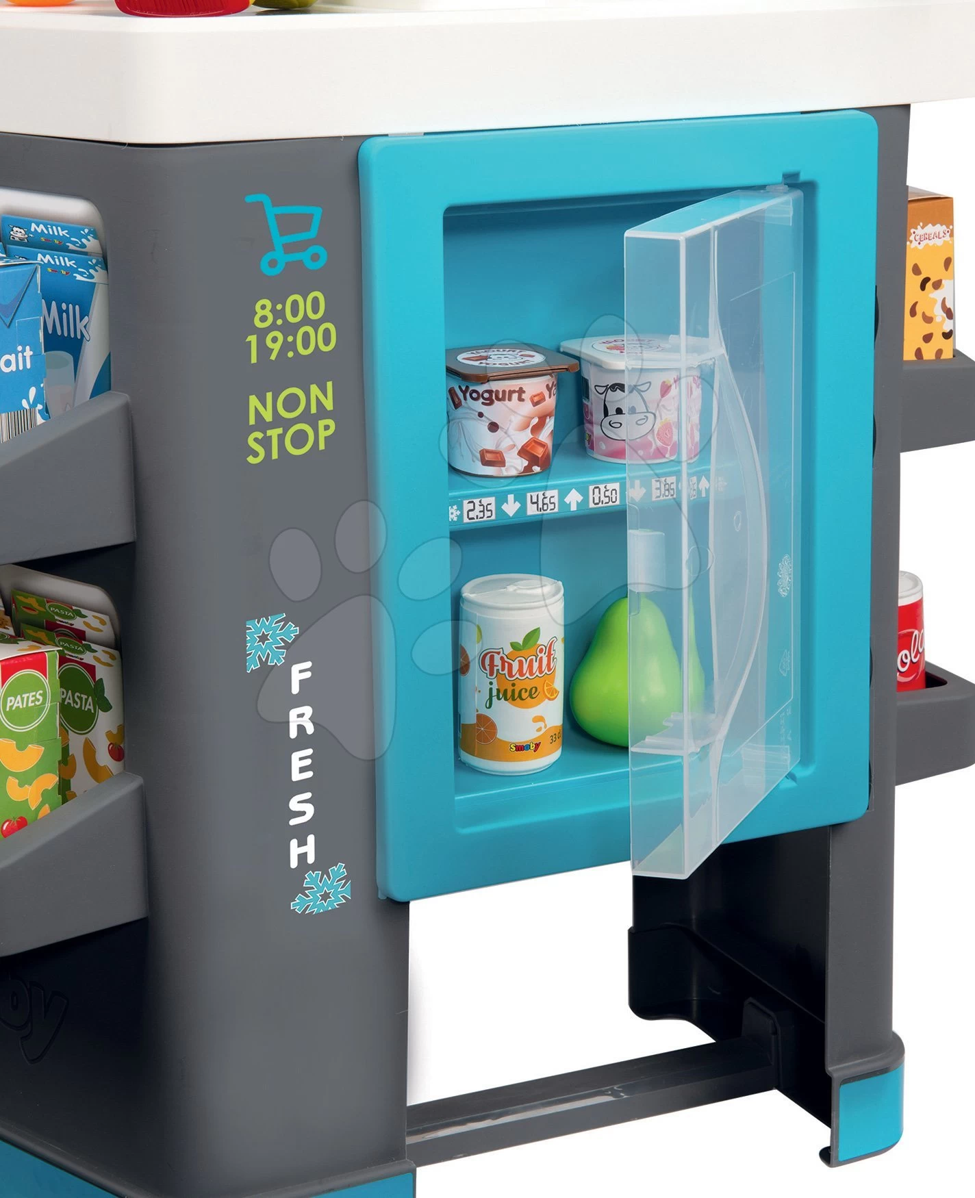 Set Shop Mit Kühlbox Fresh City Market Smoby Mit Elektronischer Registrierkasse Und Eine Küche Mit Fließendem Wasser Tefal Evolutive Wachsend – Bild 3