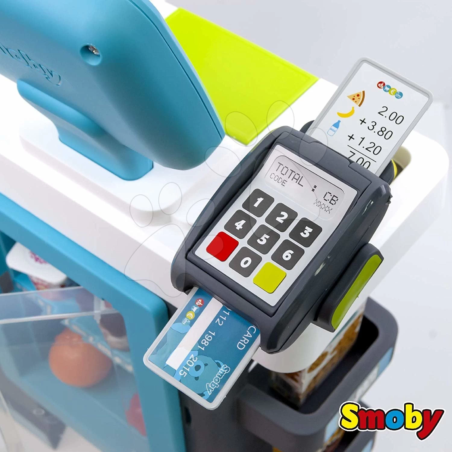 Set Shop Mit Kühlbox Fresh City Market Smoby Mit Elektronischer Registrierkasse Und Eine Küche Mit Fließendem Wasser Tefal Evolutive Wachsend – Bild 9