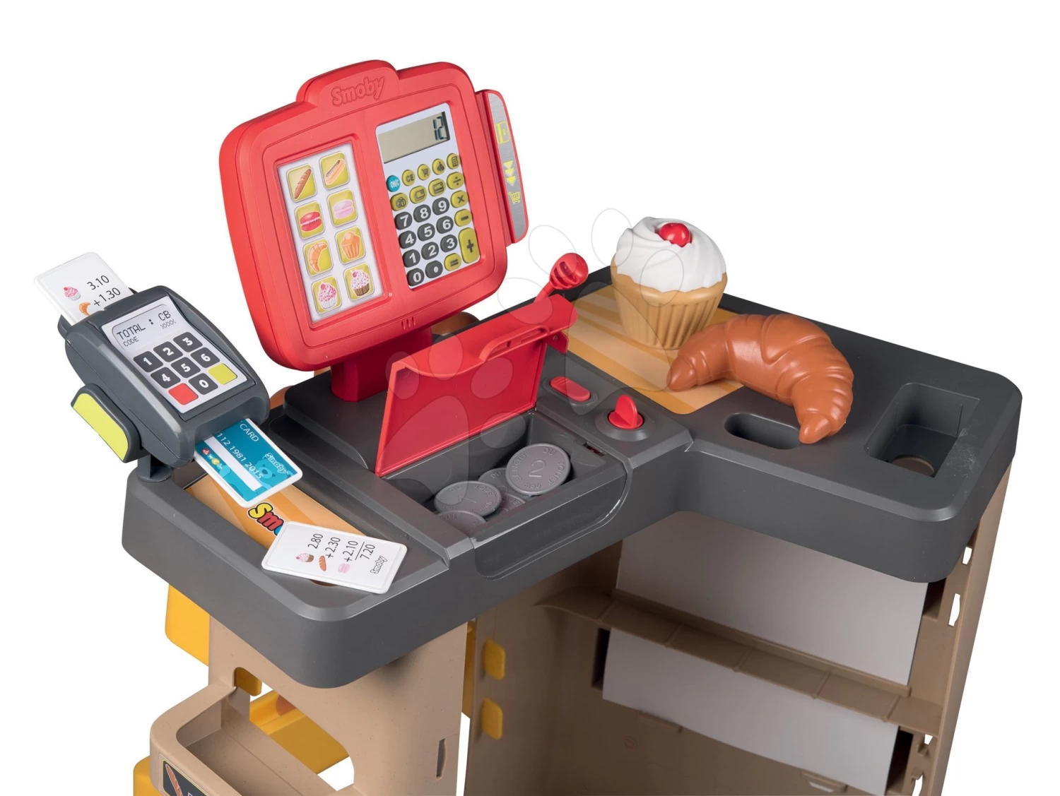 Set Bäckerei Mit Kuchen Baguette & Croissant Bakery Smoby Mit Elektronischer Registrierkasse Und Toaster Und Waffeleisen Mit Mixer Kaffeemaschine Und Waffeln – Bild 2