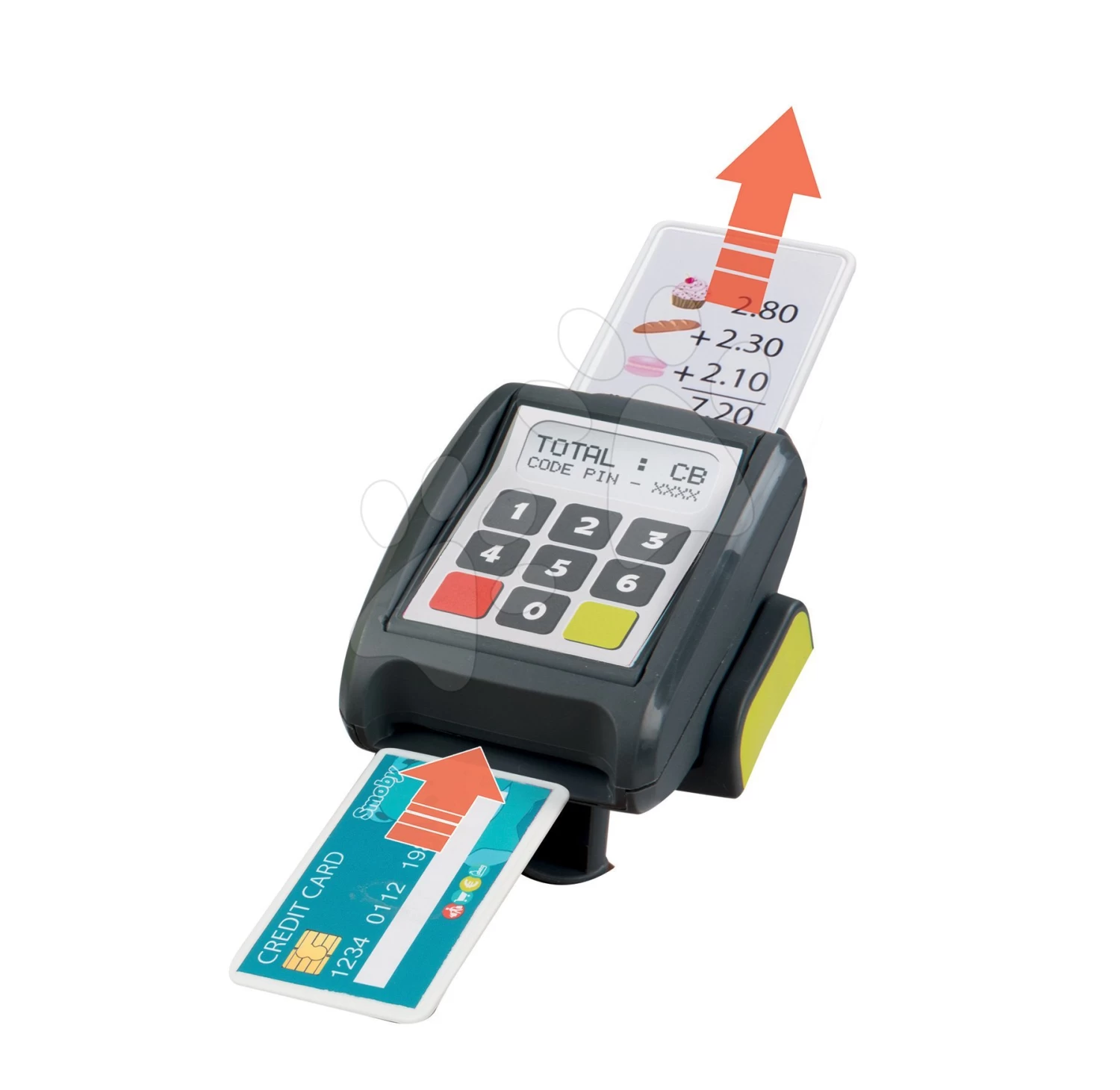 Set Bäckerei Mit Kuchen Baguette & Croissant Bakery Smoby Mit Elektronischer Registrierkasse Und Bio-Gemüsestand Mit Servierwagen Organic 100% Chef – Bild 8