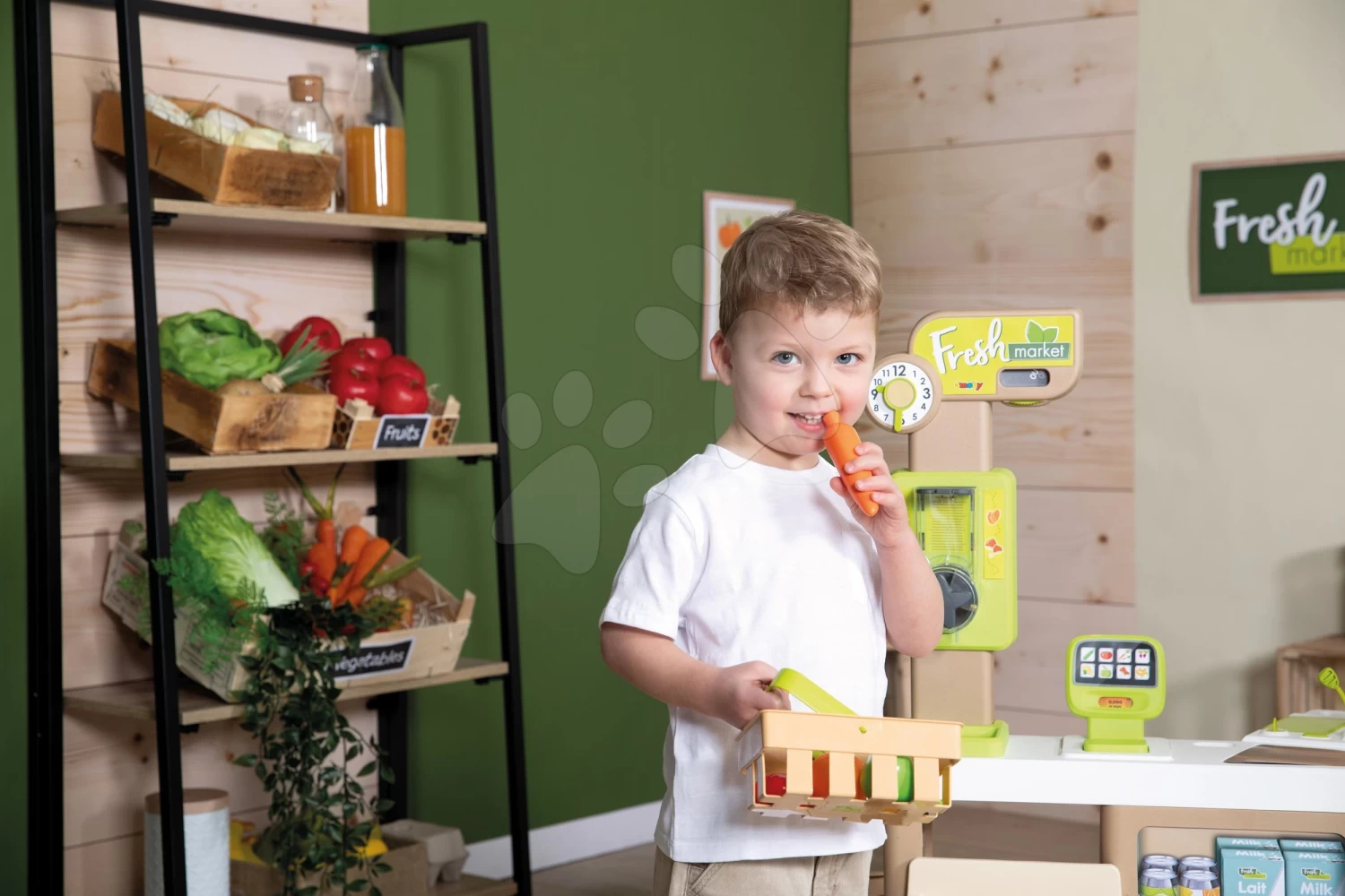 Obst- Und Gemüseladen Organic Fresh Market Smoby Mit Getreidespender Und Elektronischem Scanner Mit 43 Zubehör – Bild 17