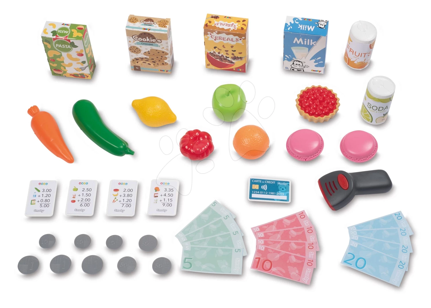 Lebensmittelgeschäft Supermarkt Smoby Mit Elektronischer Kasse Und Scannerwaage Und 42 Zubehör – Bild 2