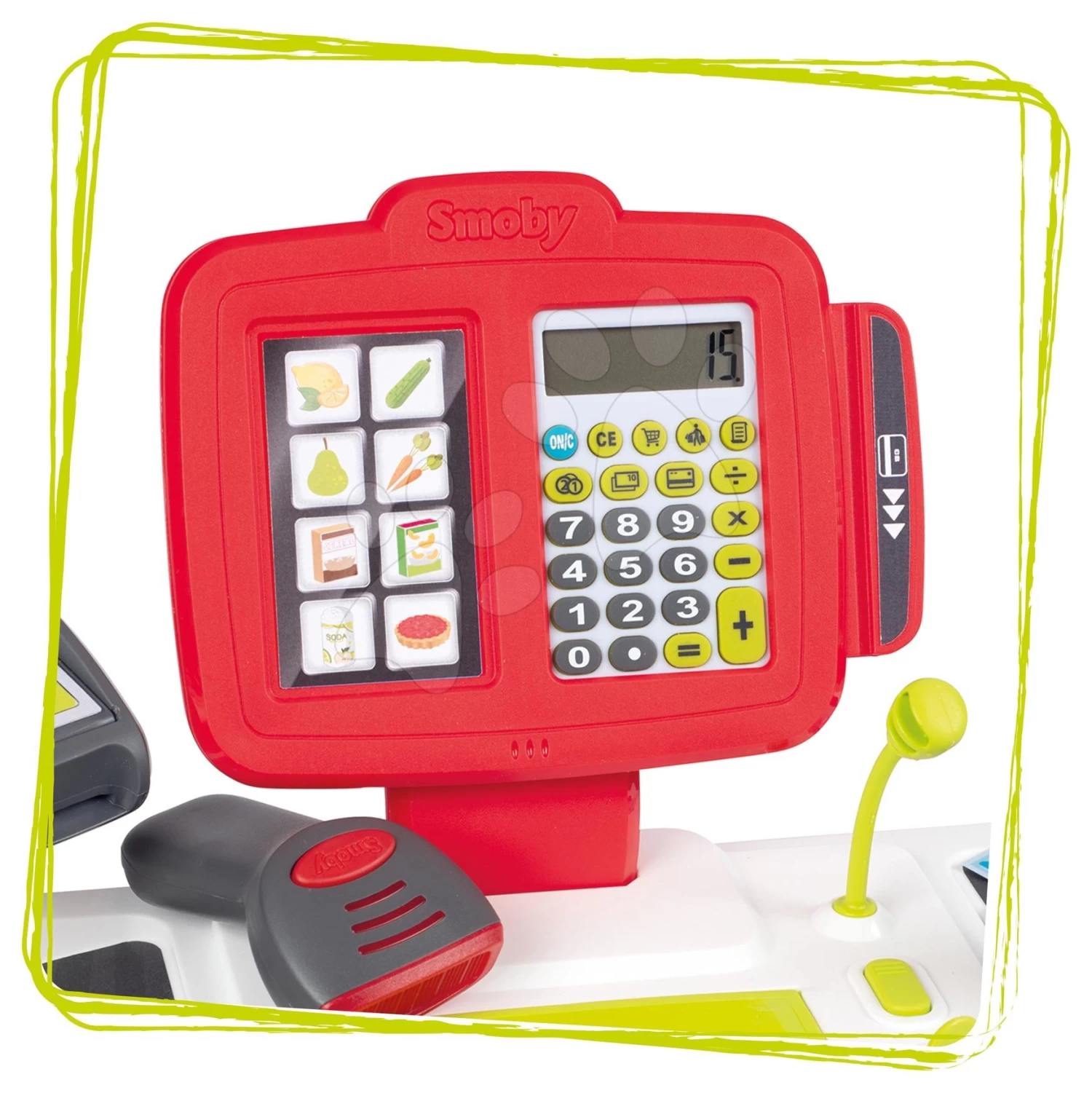 Lebensmittelgeschäft Supermarkt Smoby Mit Elektronischer Kasse Und Scannerwaage Und 42 Zubehör – Bild 4