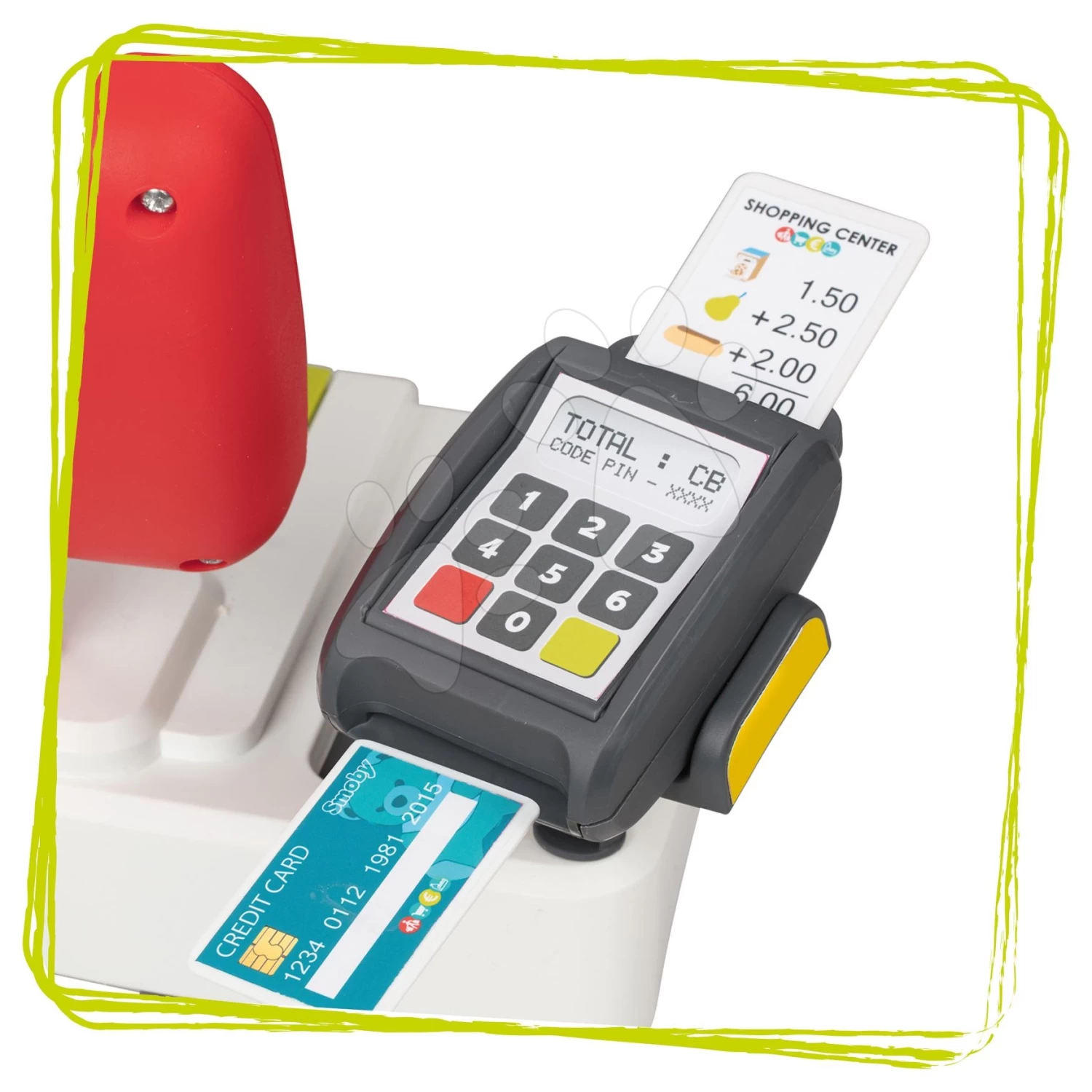 Lebensmittelgeschäft Supermarkt Smoby Mit Elektronischer Kasse Und Scannerwaage Und 42 Zubehör – Bild 6