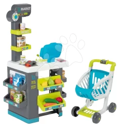 Set Reinigungswagen Mit Elektronischem Staubsauger Cleaning Trolley Vacuum Cleaner Smoby Und Ein Lebensmittelgeschäft Und Eine Elektronische Registrierkasse SM330316-9