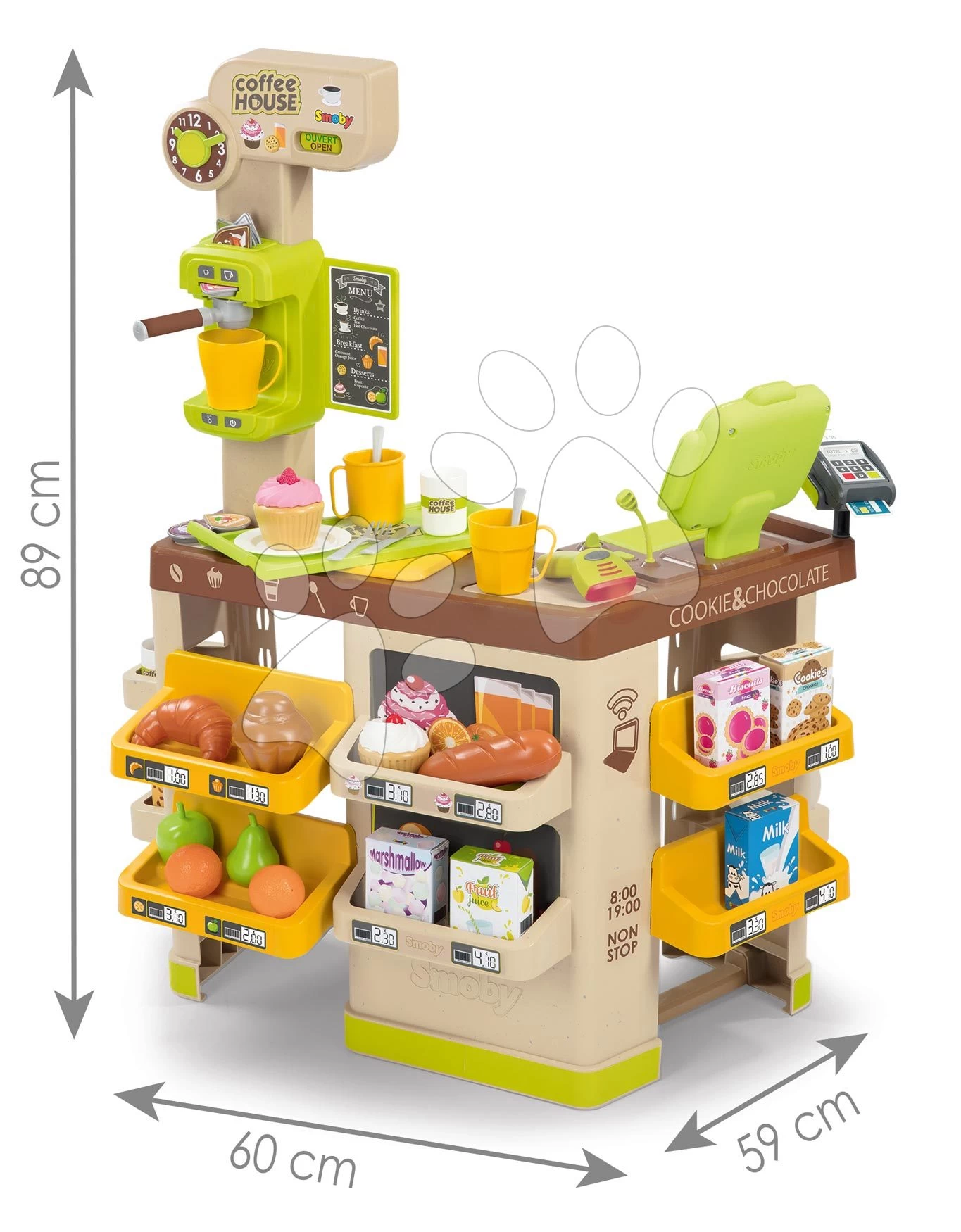Café Mit Bio-Espresso-Kaffeemaschine Kaffeehaus Smoby Registrierkasse Mit Elektronischen Funktionen Und Scanner Mit Licht Und Ton SM350232 – Bild 5
