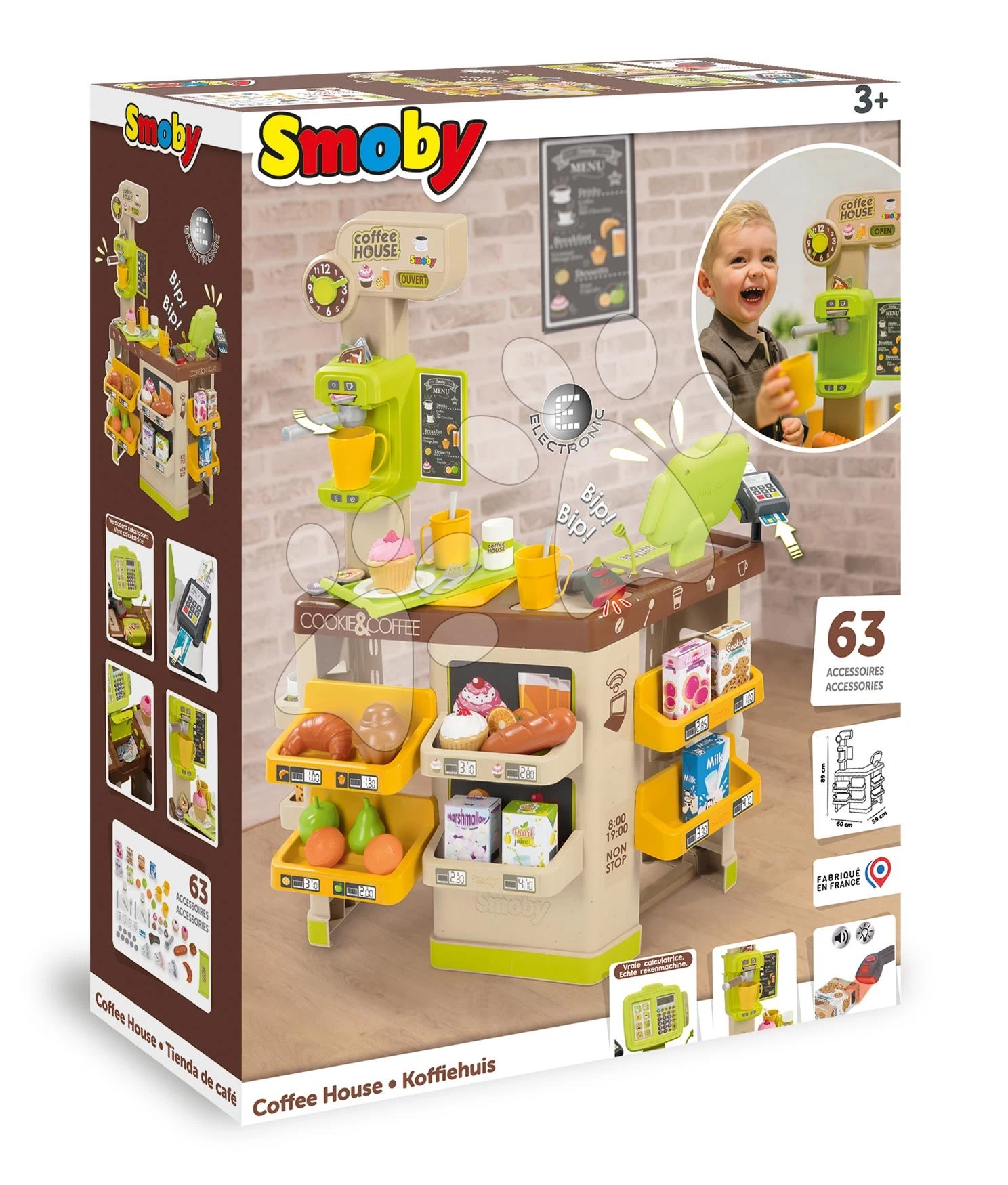 Café Mit Bio-Espresso-Kaffeemaschine Kaffeehaus Smoby Registrierkasse Mit Elektronischen Funktionen Und Scanner Mit Licht Und Ton SM350232 – Bild 6