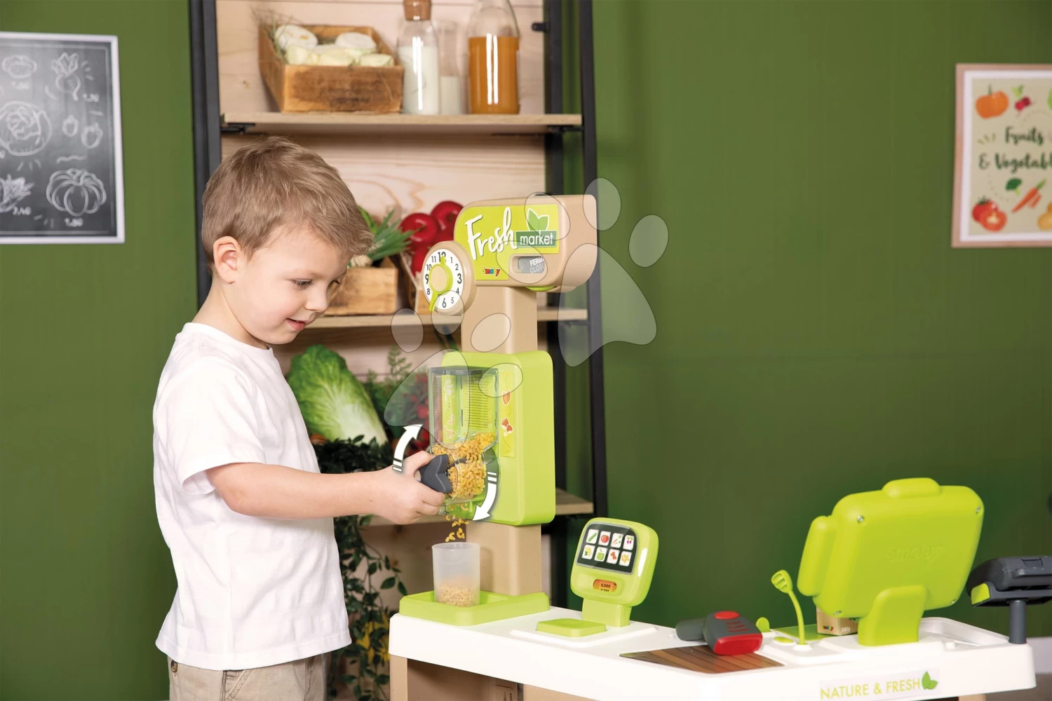 Set Laden Bio Obst Gemüse Organic Fresh Market Smoby Und Ein Magnetischer Schreibtisch Zum Schreiben Und Zeichnen SM350233-8 – Bild 6