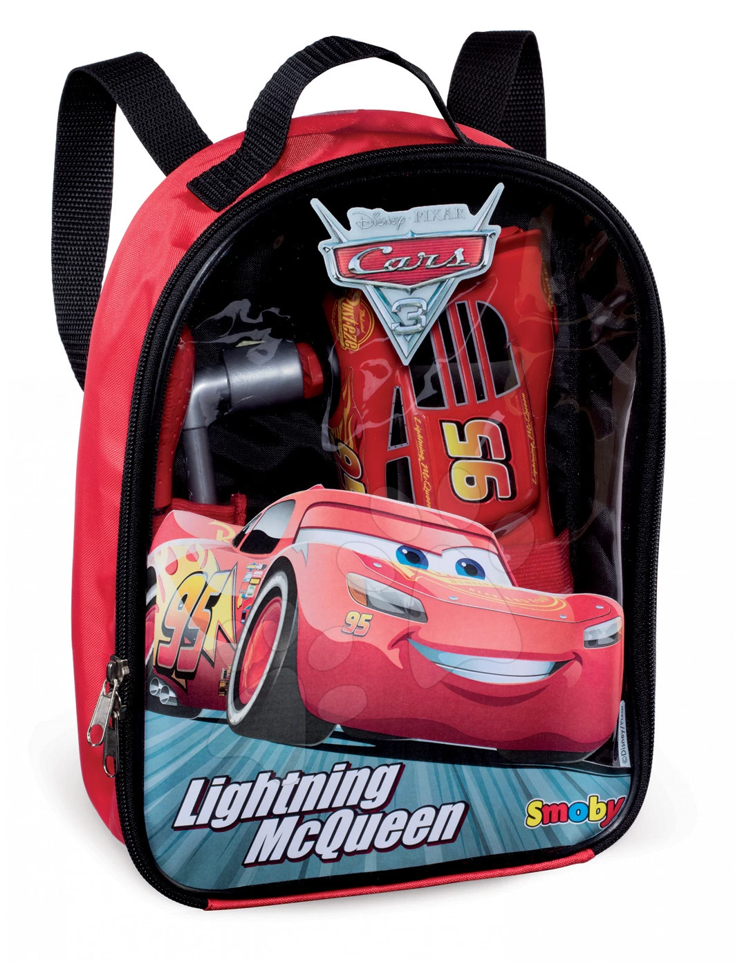 Set Werkstatt Mit Klappauto Cars 3 Smoby Und Ein Rucksack Mit Werkzeugen Und Einem McQueen-Spielzeugauto â Bild 6