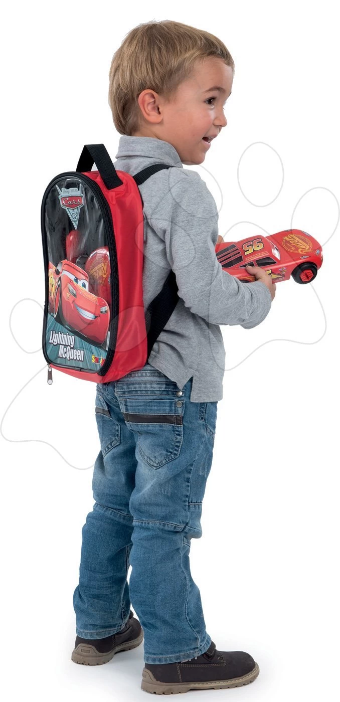 Set Werkstatt Mit Klappauto Cars 3 Smoby Und Ein Rucksack Mit Werkzeugen Und Einem McQueen-Spielzeugauto â Bild 8