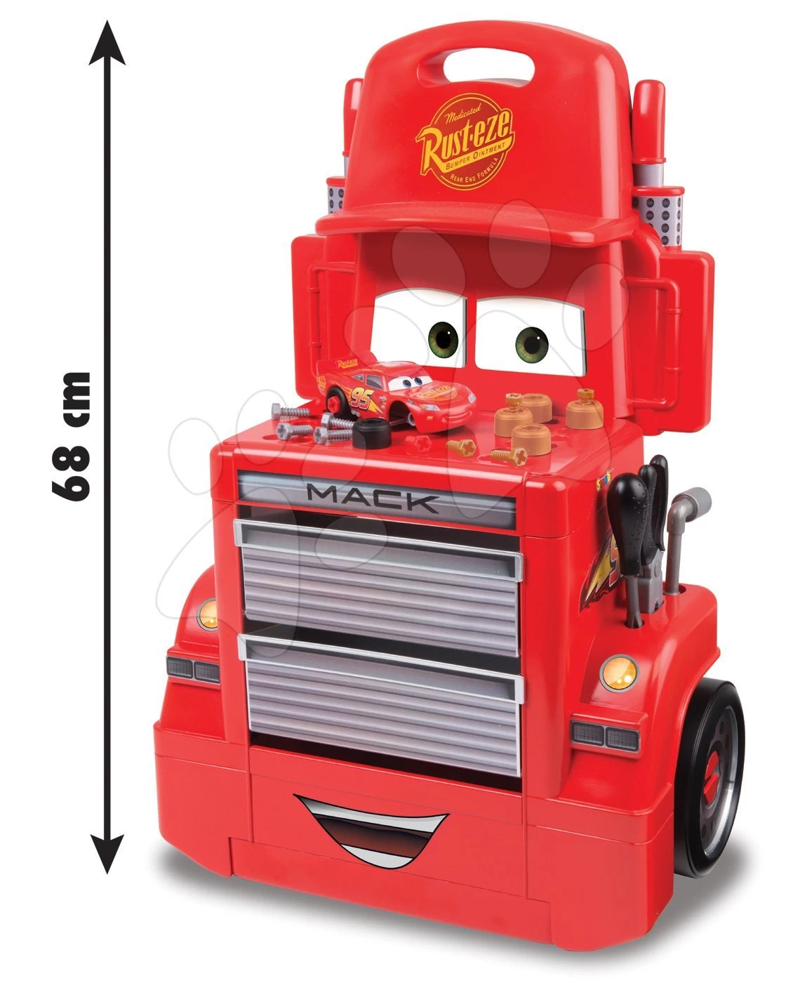 Trettraktor-Set Farmer XL Smoby Mit Anhänger Und Werkstattwagen Cars Mack Truck – Bild 14