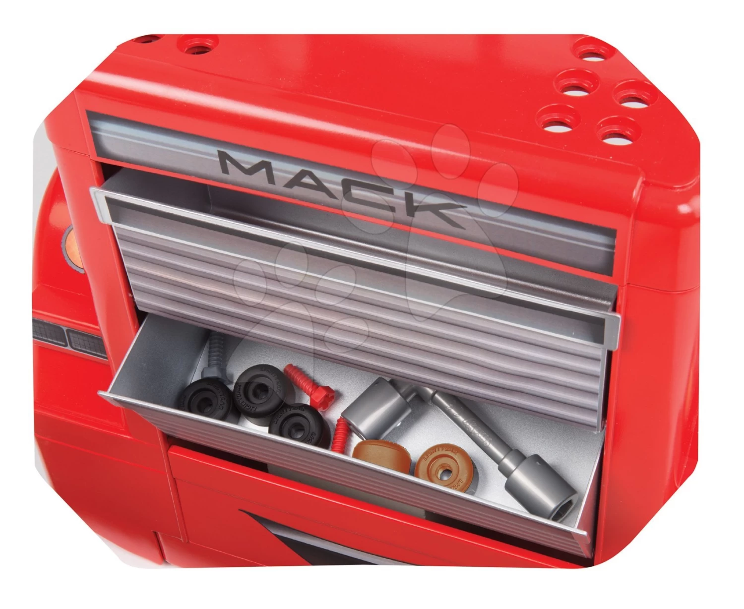 Trettraktor-Set Farmer XL Smoby Mit Anhänger Und Werkstattwagen Cars Mack Truck – Bild 18