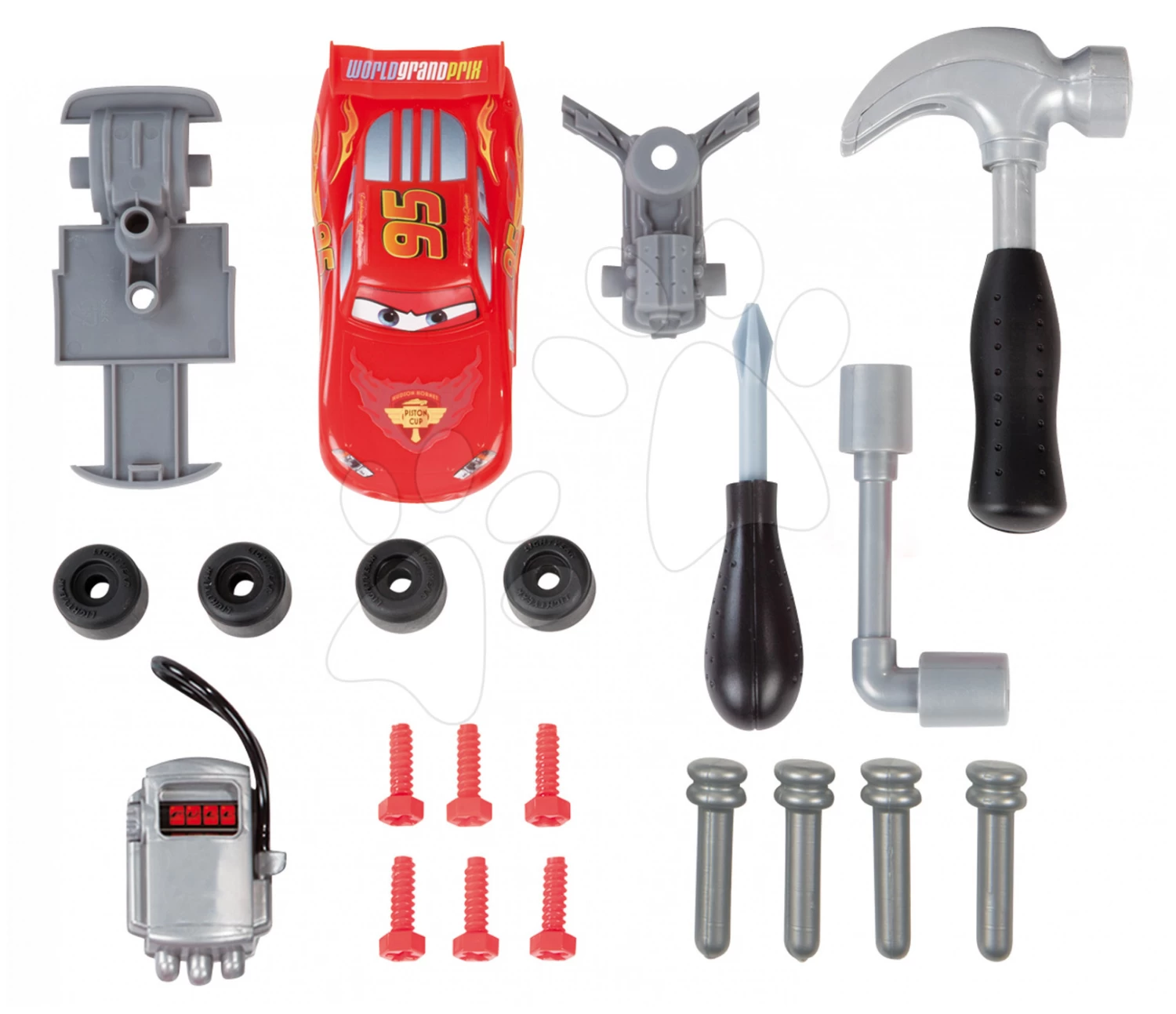 Set Werkstatt Mit Klappauto Cars 3 Smoby Und Ein Rucksack Mit Werkzeugen Und Einem McQueen-Spielzeugauto â Bild 2