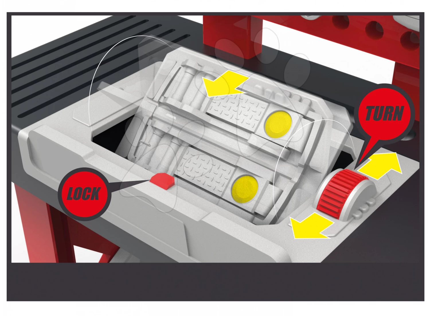 Set Werkstatt Mit Klappauto Cars 3 Smoby Und Ein Rucksack Mit Werkzeugen Und Einem McQueen-Spielzeugauto â Bild 3