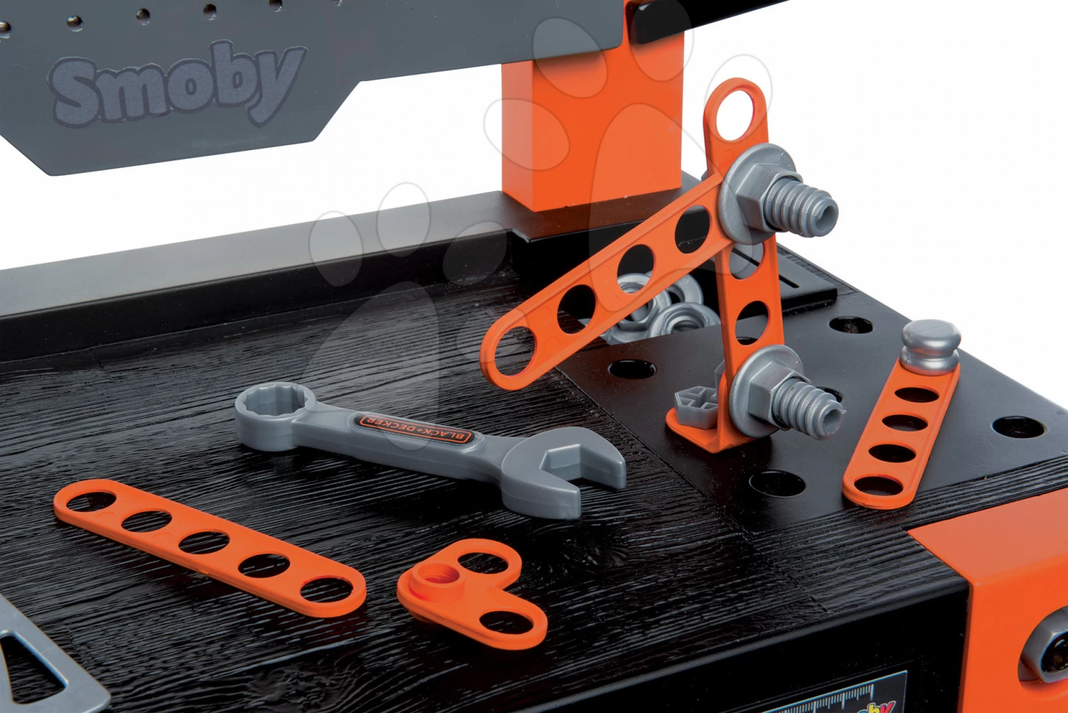 Werkstattset Black+Decker Smoby Mit 79 Zubehörteilen Und Bausatz Baumaschine Bob Mit Lader Und Bagger – Bild 11