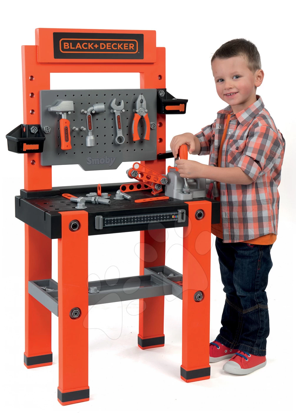 Werkstattset Black+Decker Smoby Mit 79 Zubehörteilen Und Bausatz Baumaschine Bob Mit Lader Und Bagger – Bild 9