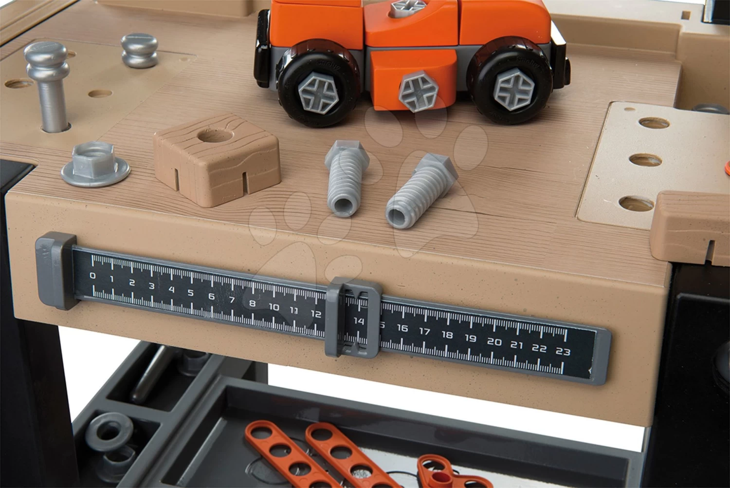 Black + Decker Smoby-Arbeitswerkstatt Mit Bohrmaschine Und Spielzeugauto Mit 92 Teiligem Zubehör – Bild 11