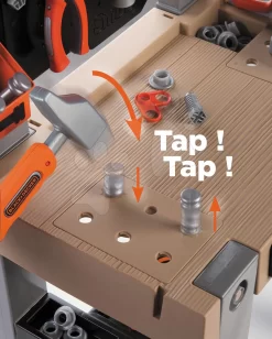 Werkstatt Black & Decker Smoby Mit Mechanischer Bohrmaschine Mit Schraubstock Und Klappmotor Und 82 Teiligem Zubehör 103 Cm Hoch