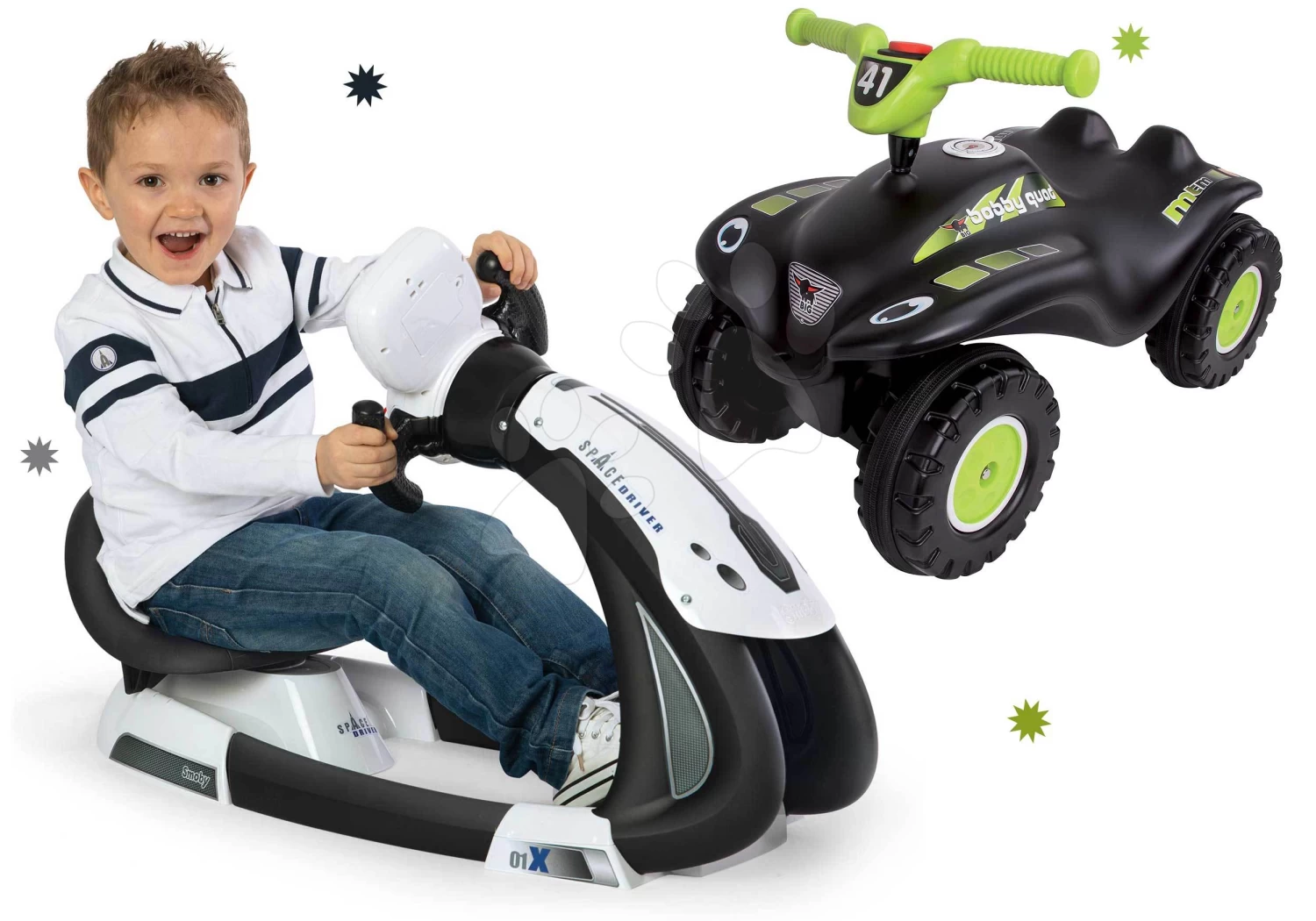Set Simulator Elektronisch Space Driver Smoby Mit Rutschfahrzeug Quad Mit Hupe – Bild 19