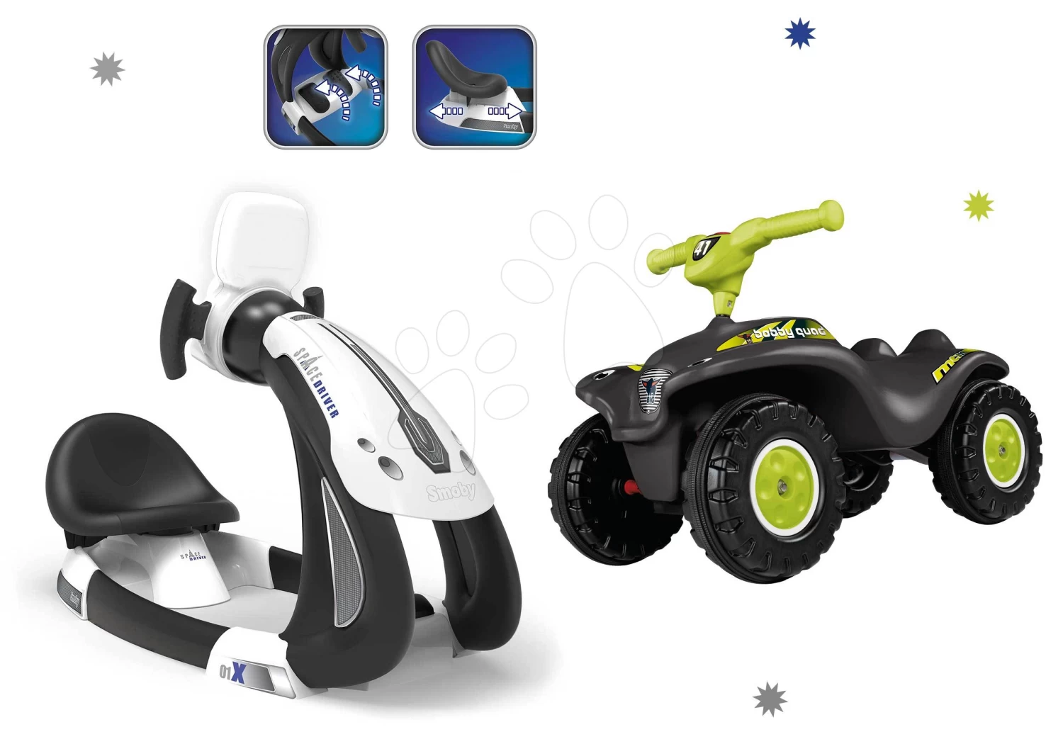 Set Simulator Elektronisch Space Driver Smoby Mit Rutschfahrzeug Quad Mit Hupe – Bild 6