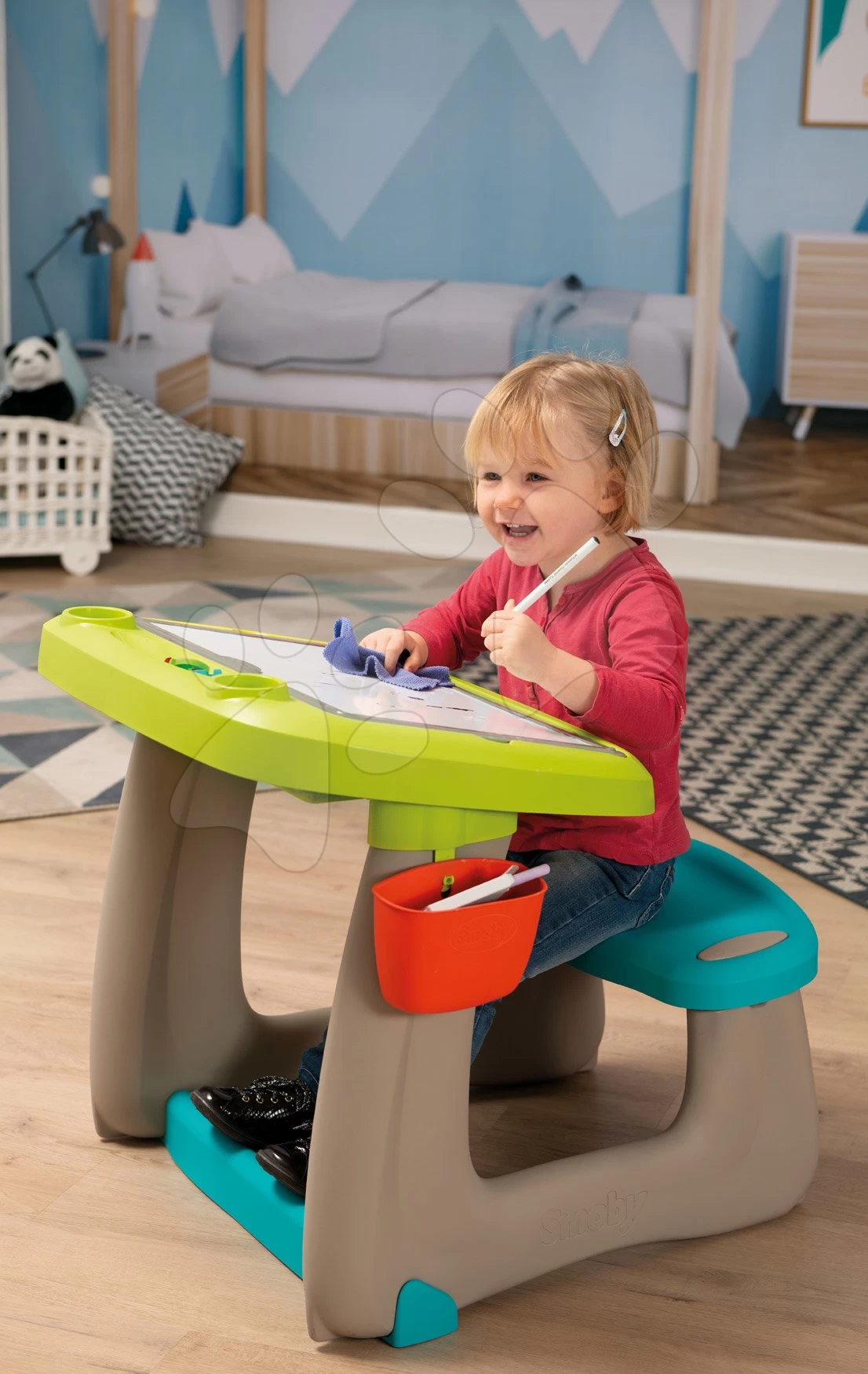 Set Reinigungswagen Mit Elektronischem Staubsauger Vacuum Cleaner Smoby Und Eine Bank Mit Doppelseitiger Schultafel Und Einem Arztköfferchen – Bild 19