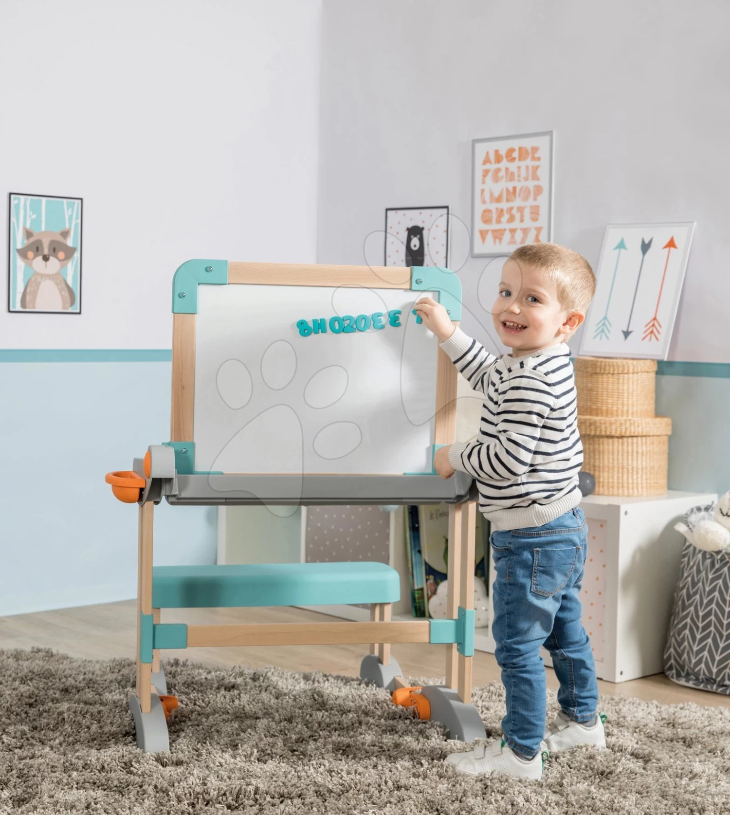 Set Shop Mit Wagen Supermarket Smoby Und Eine Holzbank Modulo Space 2in1 â Bild 9
