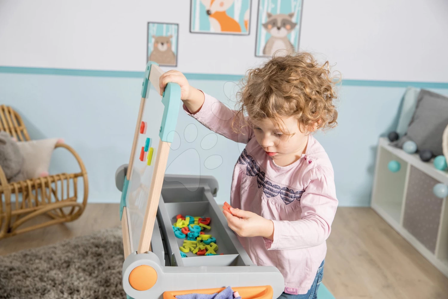 Set Shop Mit Wagen Supermarket Smoby Und Eine Holzbank Modulo Space 2in1